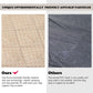Comparison of environmentally friendly anti-slip particles on fabric texture with text.