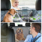 Pet car seat cover with a dog inside, showing its use in a vehicle.