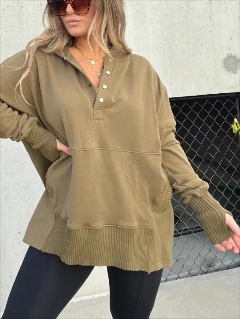 Woman Top - Loose Casual Thread Patchwork Top Women navy green