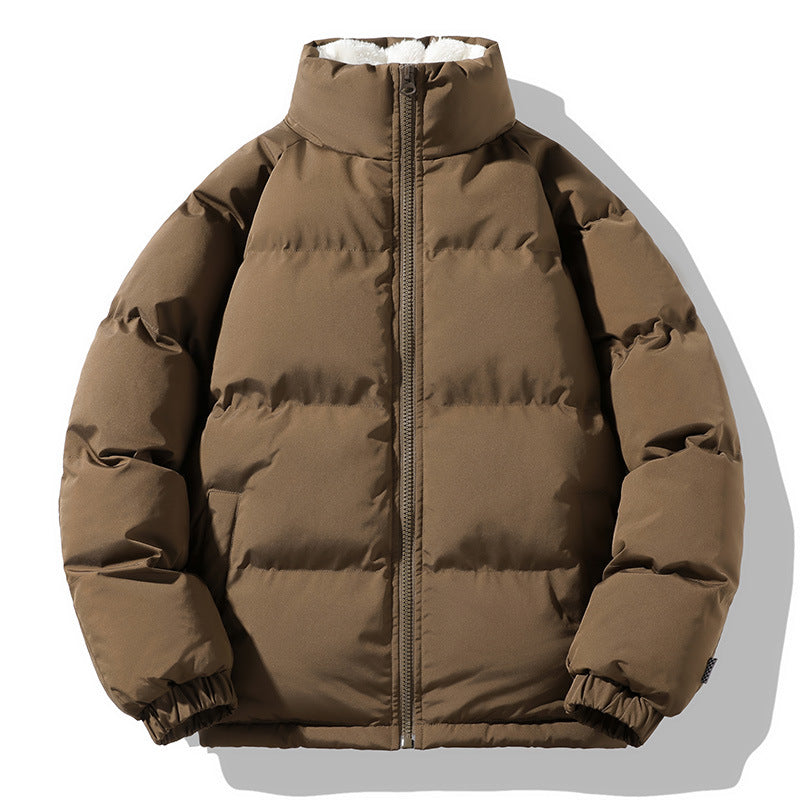 Manteau épais en coton rembourré à col montant pour homme, grande taille