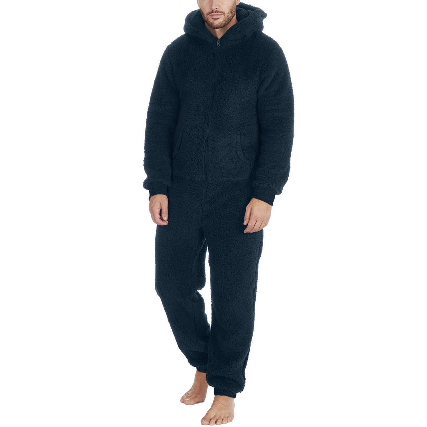 Combinaison thermique en peluche avec fermeture éclair pour hommes, combinaison pyjama thermique