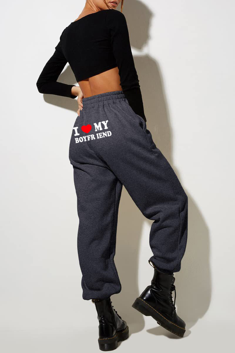 I Love MY BOYFRIEND Printed Trousers Casual Sweatpants Men And Women Sports Pants