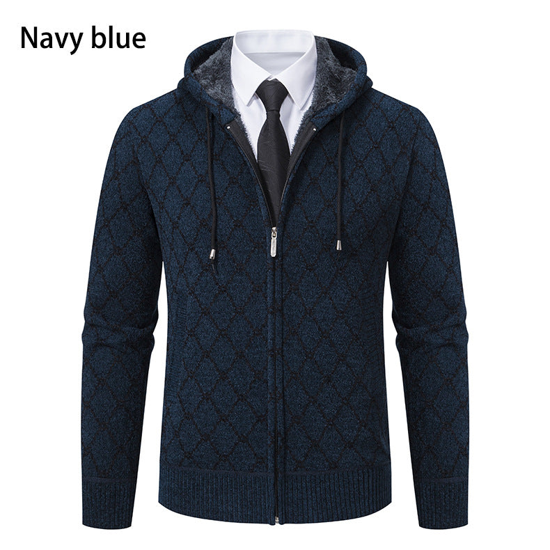 Men's Hooded Fashion Casual Trend Sweater navy blue