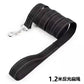 Black dog leash with reflective strip on a white background