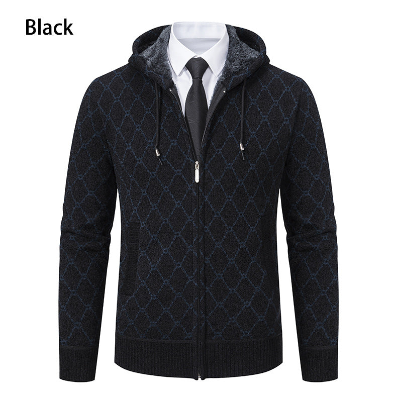 Men's Hooded Fashion Casual Trend Sweater black 