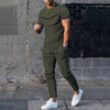 Pant Suits - Men's Casual Round Neck Printed Two-piece Suit green