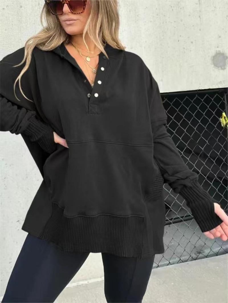 Woman Top - Loose Casual Thread Patchwork Top Women balck