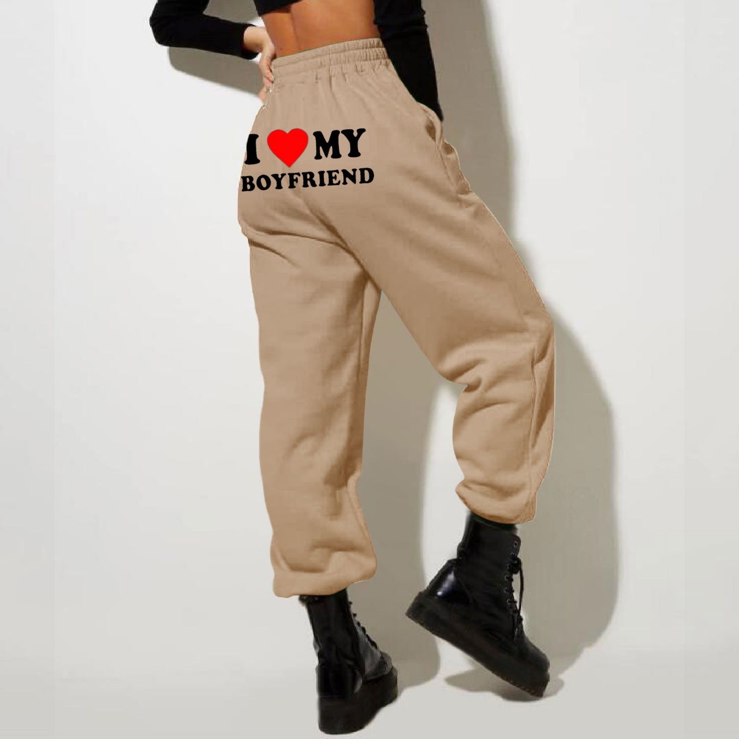 Pantalon imprimé I Love MY BOYFRIEND, pantalon de survêtement décontracté pour hommes et femmes, pantalon de sport