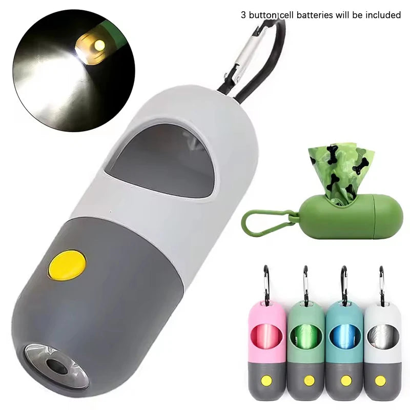 Led Light Dog Poop Bags Dispenser Degradable Waste Bag Outdoor Portable Pet Trash Bags Dog Cat Cleaning Supplies Accessories