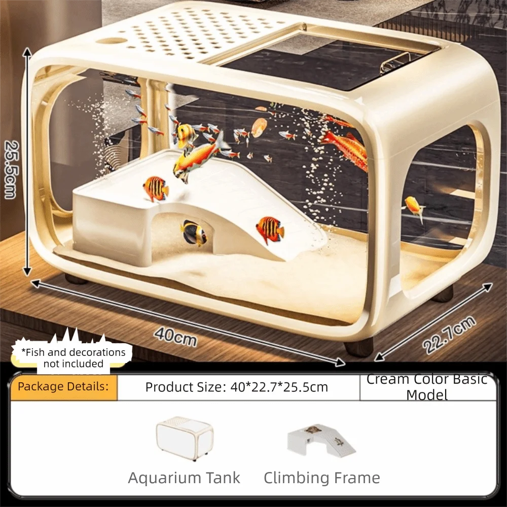 Durable Compact Aquarium Kit Transparent Drop Resistant Fish Tank Clear Viewing Desktop Aquarium Desktop