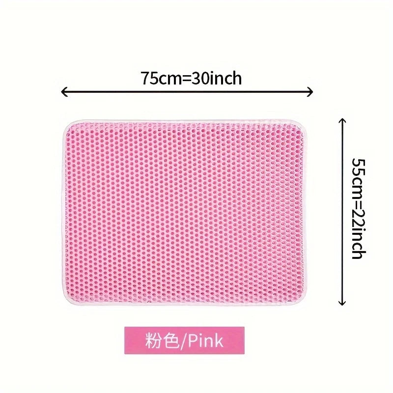 Pink mat with measurements on a white background