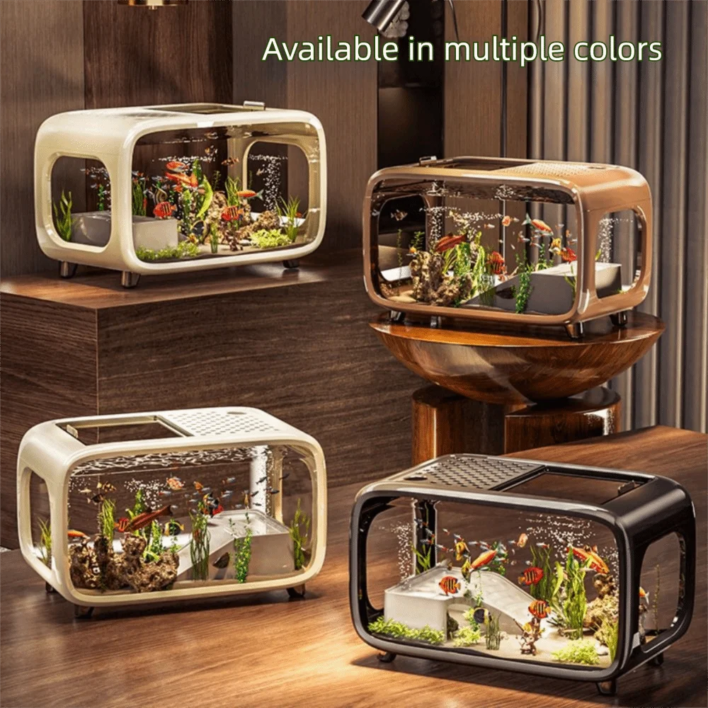 Durable Compact Aquarium Kit Transparent Drop Resistant Fish Tank Clear Viewing Desktop Aquarium Desktop
