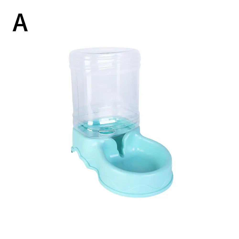 Pet water bottle and food bowl set on a white background