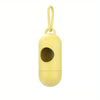 Yellow portable device with a circular opening on a white background