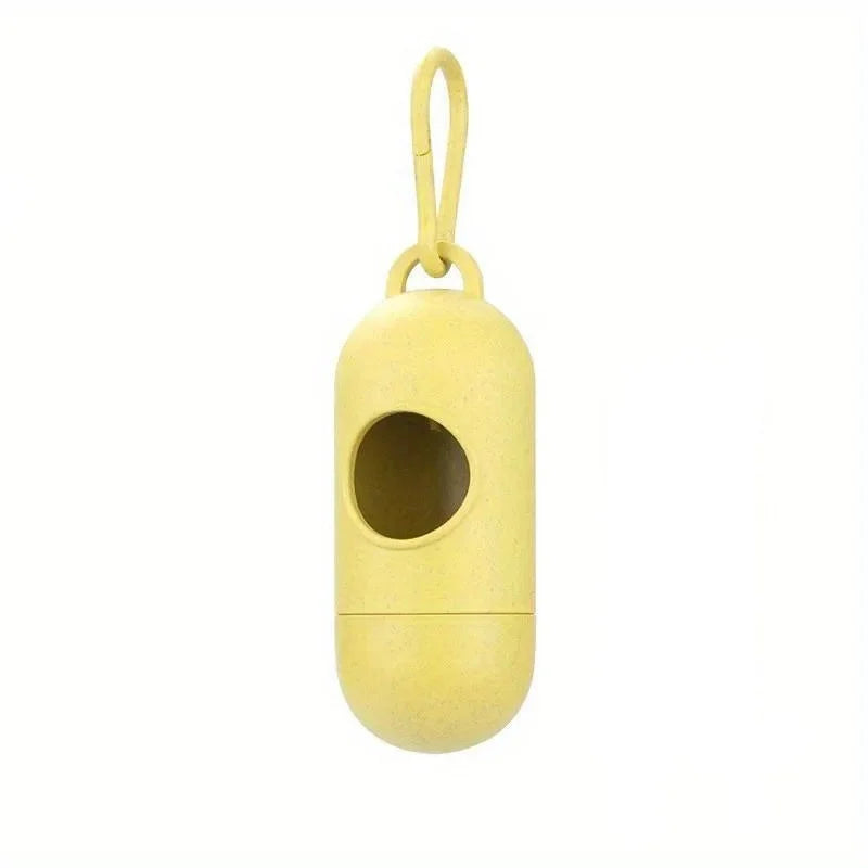 Yellow portable device with a circular opening on a white background