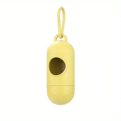 Yellow portable device with a circular opening on a white background