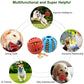Dog toys with benefits listed on a white background