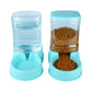 Pet water bottle and food dispenser set on a white background