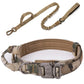 Camouflage dog collar with bungee leash on a white background