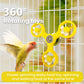 Yellow rotating toy with a parrot on a cage background