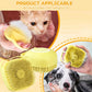 Pet grooming brush with a cat and dog on a yellow background