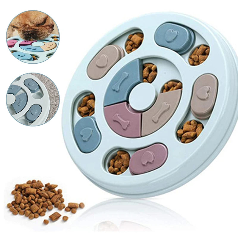 Pet puzzle toy with food compartments on a white background