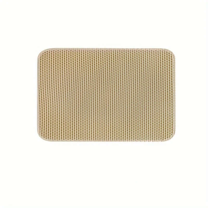 Beige woven mat on a white background