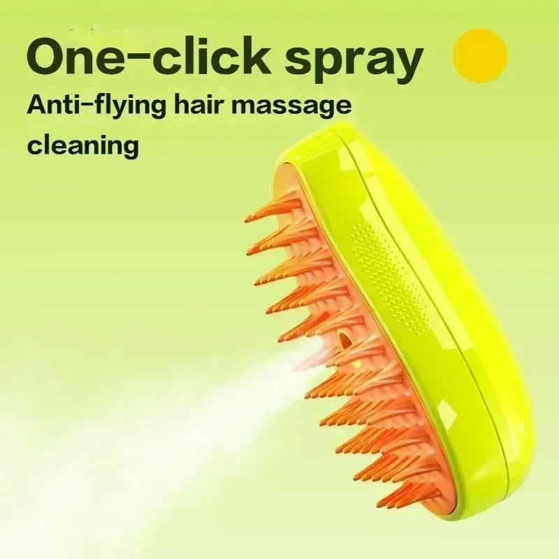 Hair massage and cleaning device with text on a green background