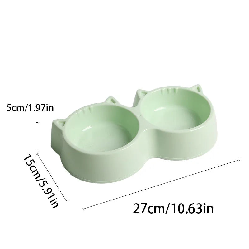 Cat Bowls Double Food Water Feeder Non-Slip Pet Feeding Dish Durable Pet Supplies