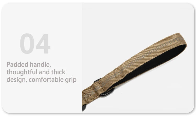 Padded handle with text on a white background