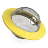 Clear dome light with yellow rim on a white background