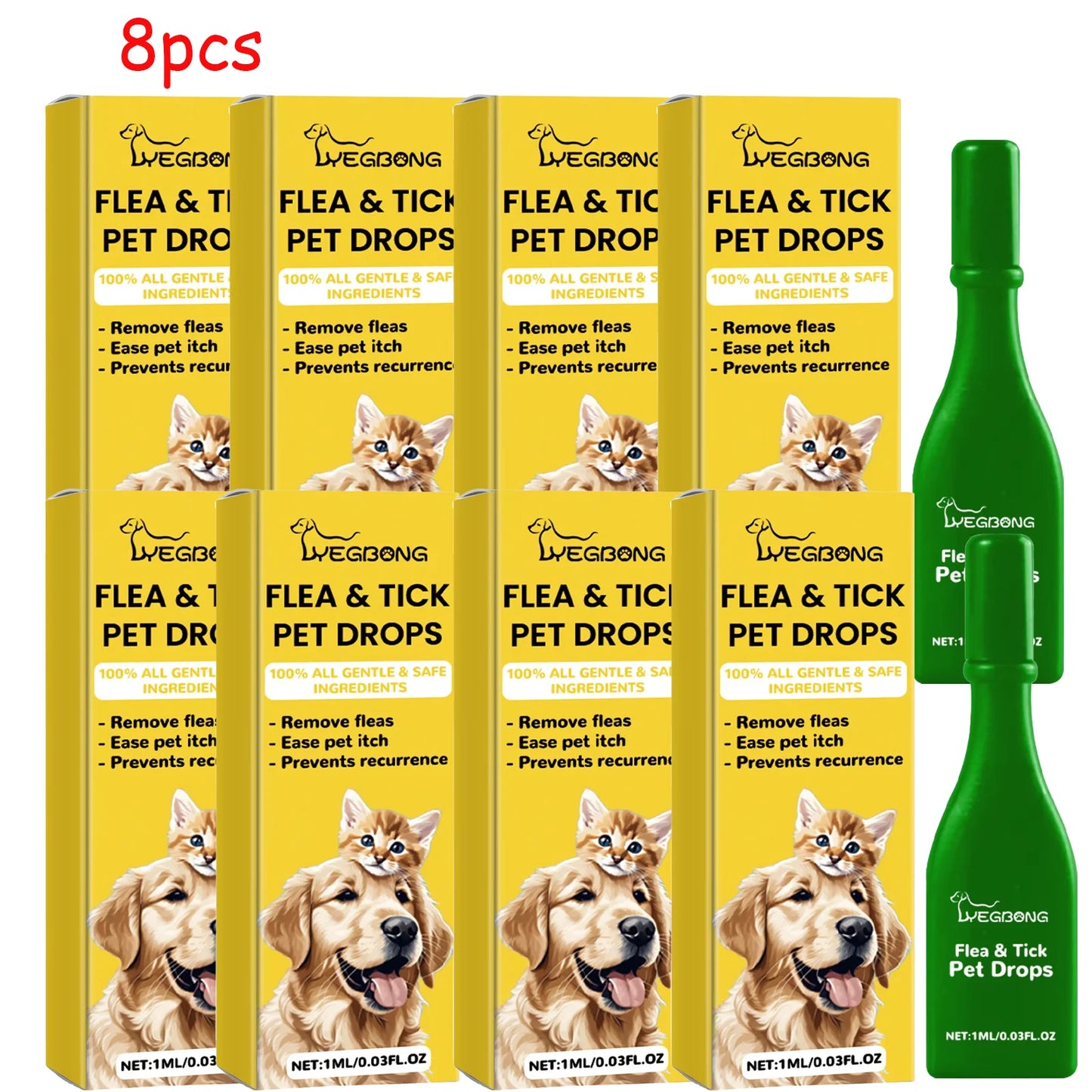 Cat Flea & Tick Treatment Drops - Fast-Acting Flea Lice Remover for Cats | Relieve Skin Itching | External Insect Repellent