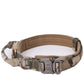 Camouflage dog collar with a metal buckle on a white background