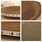 Collage of a cardboard cat bed with close-up details on a neutral background
