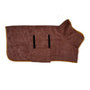 Brown dog coat with a hood on a white background