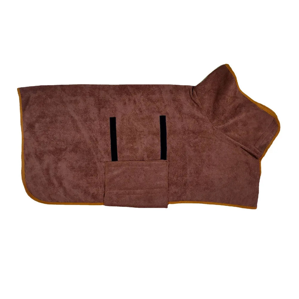 Brown dog coat with a hood on a white background