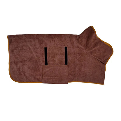 Brown dog coat with a hood on a white background