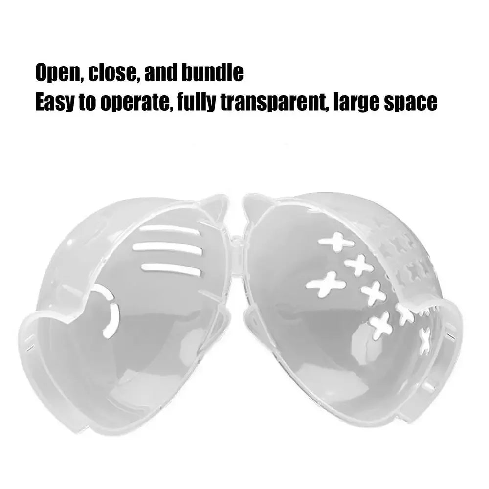 Transparent plastic container with butterfly designs on a white background