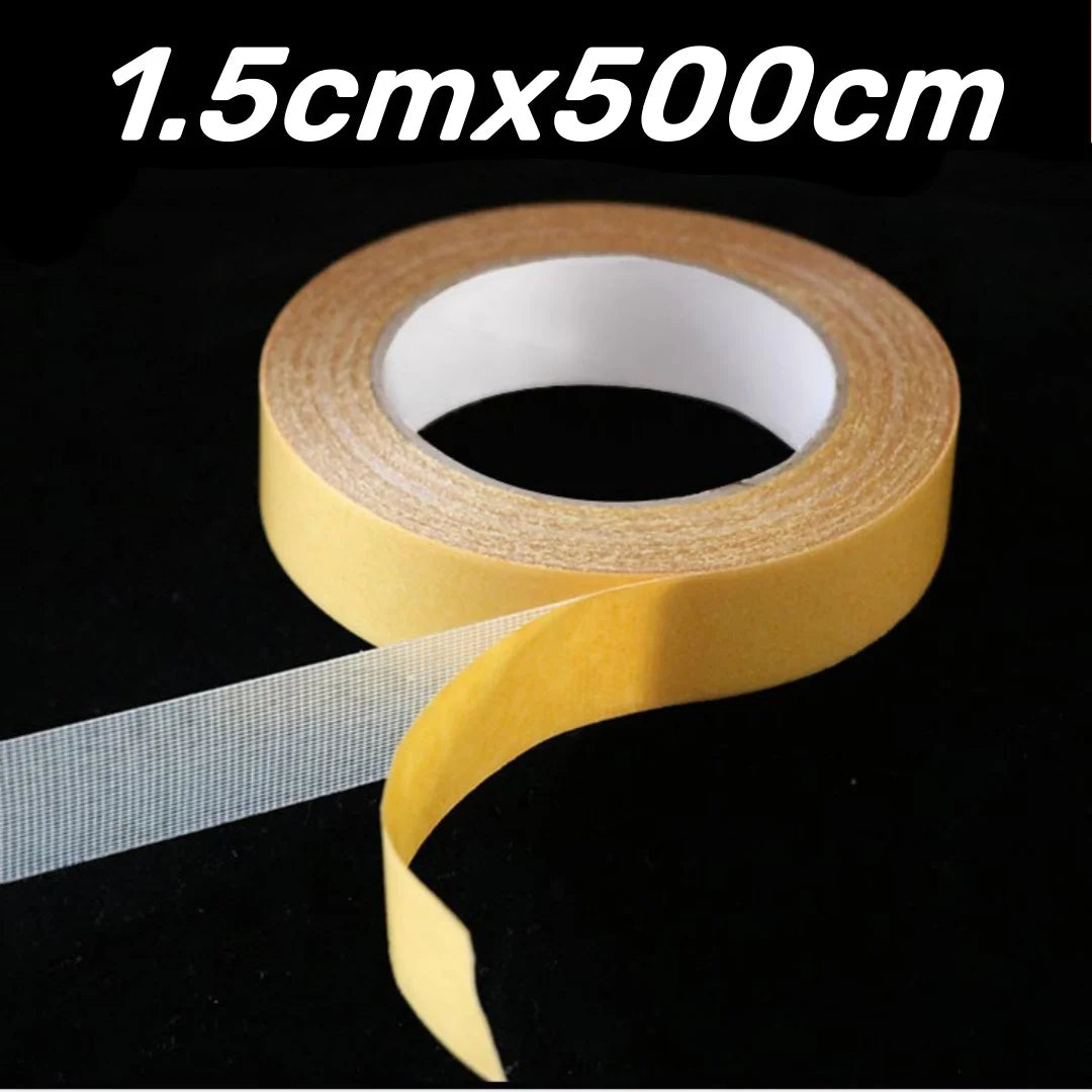 Roll of yellow tape with dimensions 1.5cmx500cm on a black background