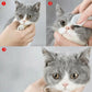 Steps showing a person cleaning a cat's ear with a cotton ball.