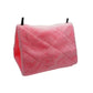 Pink quilted bag on a white background