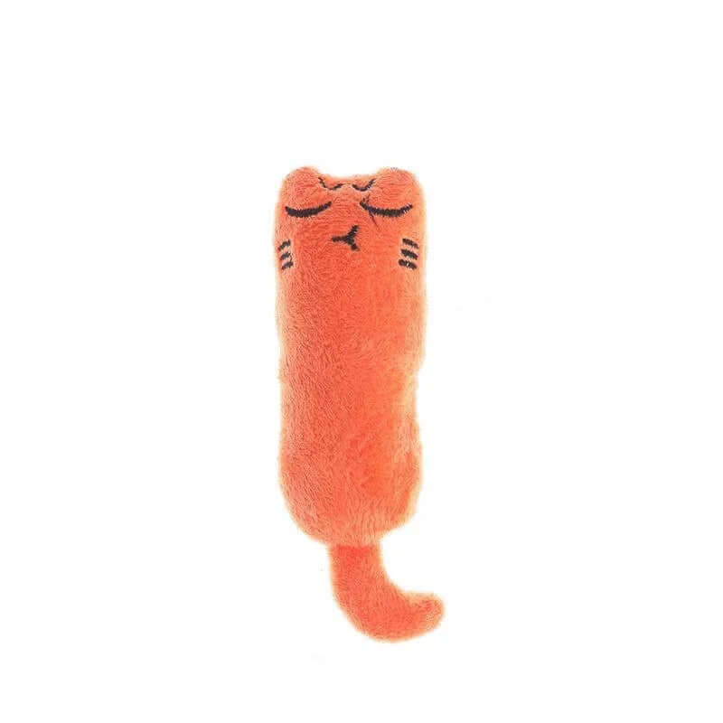 Orange cat-shaped plush toy on a white background