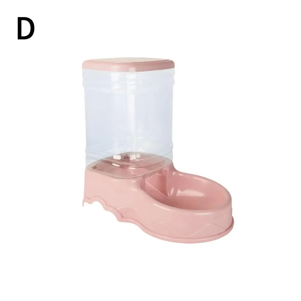 Pink pet feeder with a white towel on a white background