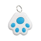 White paw-shaped keychain with blue accents on a white background