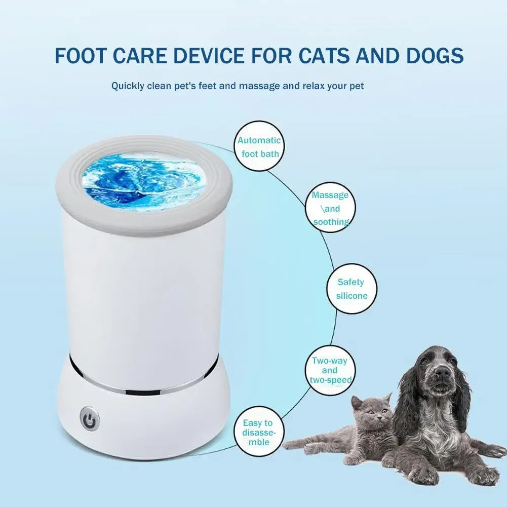 Foot care device for cats and dogs with features highlighted on a light blue background