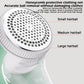 Hair removal tool with text explaining its use for hairballs of different sizes on a white background.