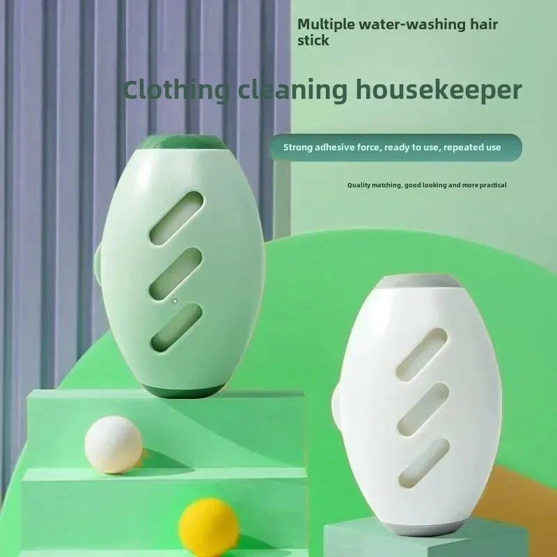 Two green and white cleaning devices on a green platform with text about their features.