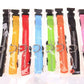 Set of colorful dog collars with plastic buckles on a white background