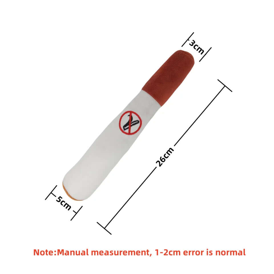 Measurement chart of a white and brown object with a no-smoking symbol, showing dimensions on a white background.
