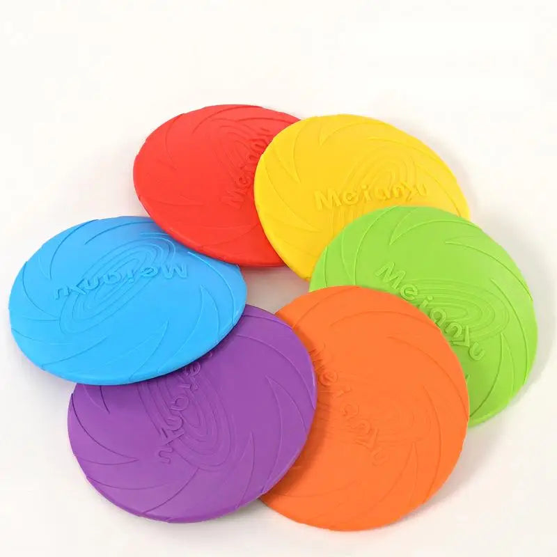 Set of colorful frisbees on a white background